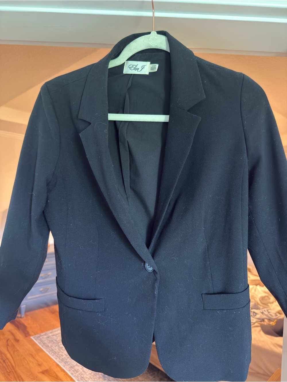 Eliza J Black Single-Button Notch Lapel Blazer